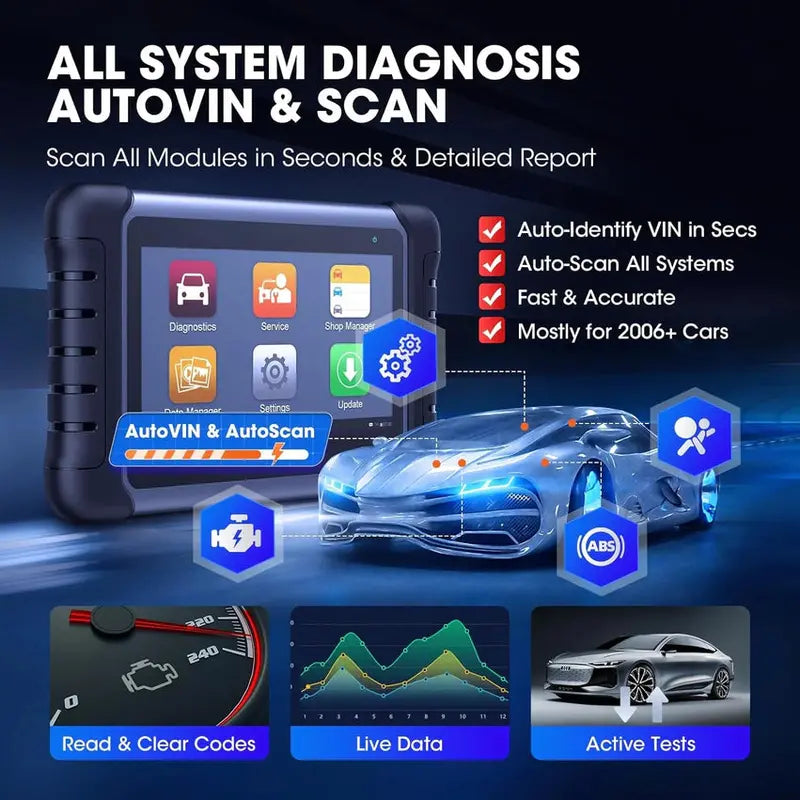2024 MK808BT Pro-Compatible Bidirectional Diagnostic Tool with Active Test, All-System Scanning & Injector Coding Support