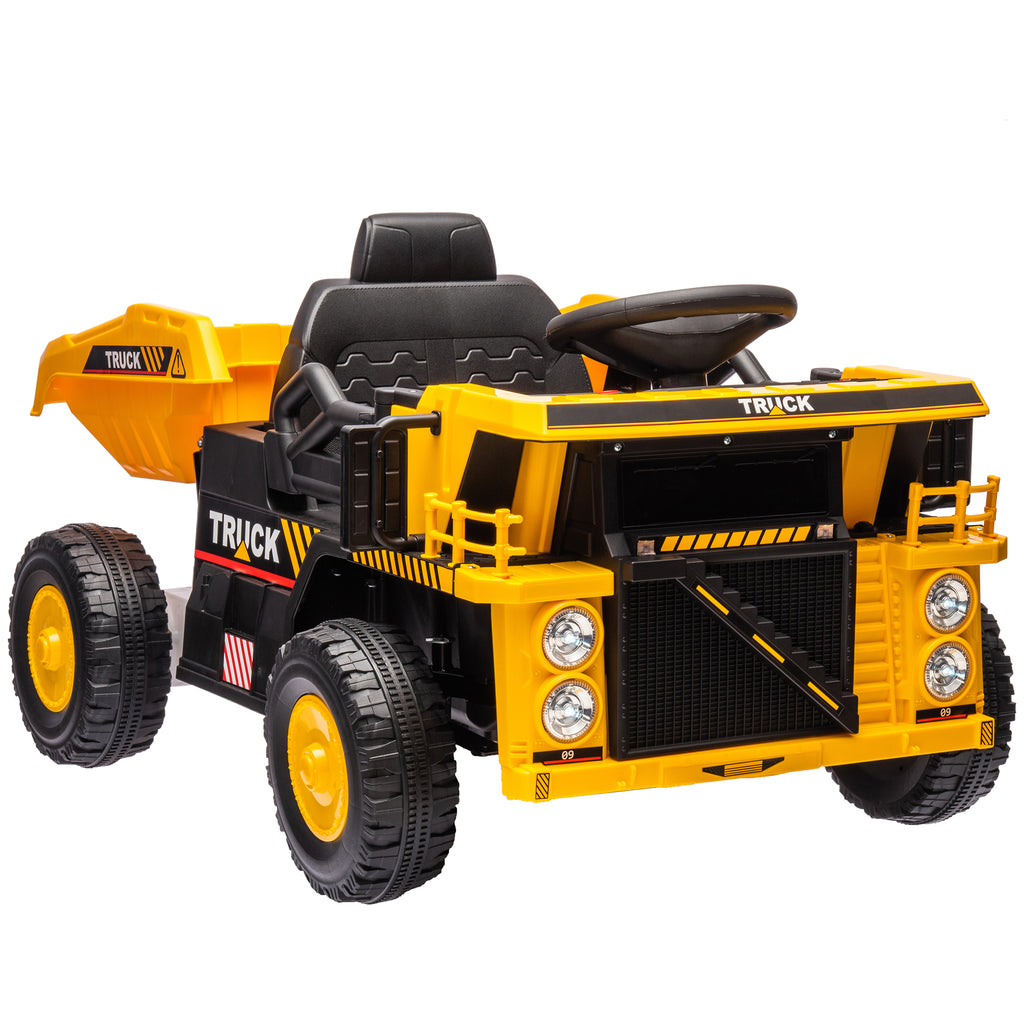 AIYAPLAY Elektro-Kipplaster, 3-6 km/h, Rutschauto, kippbare Ladefläche, Licht & Musik, für 3-5 Jahre