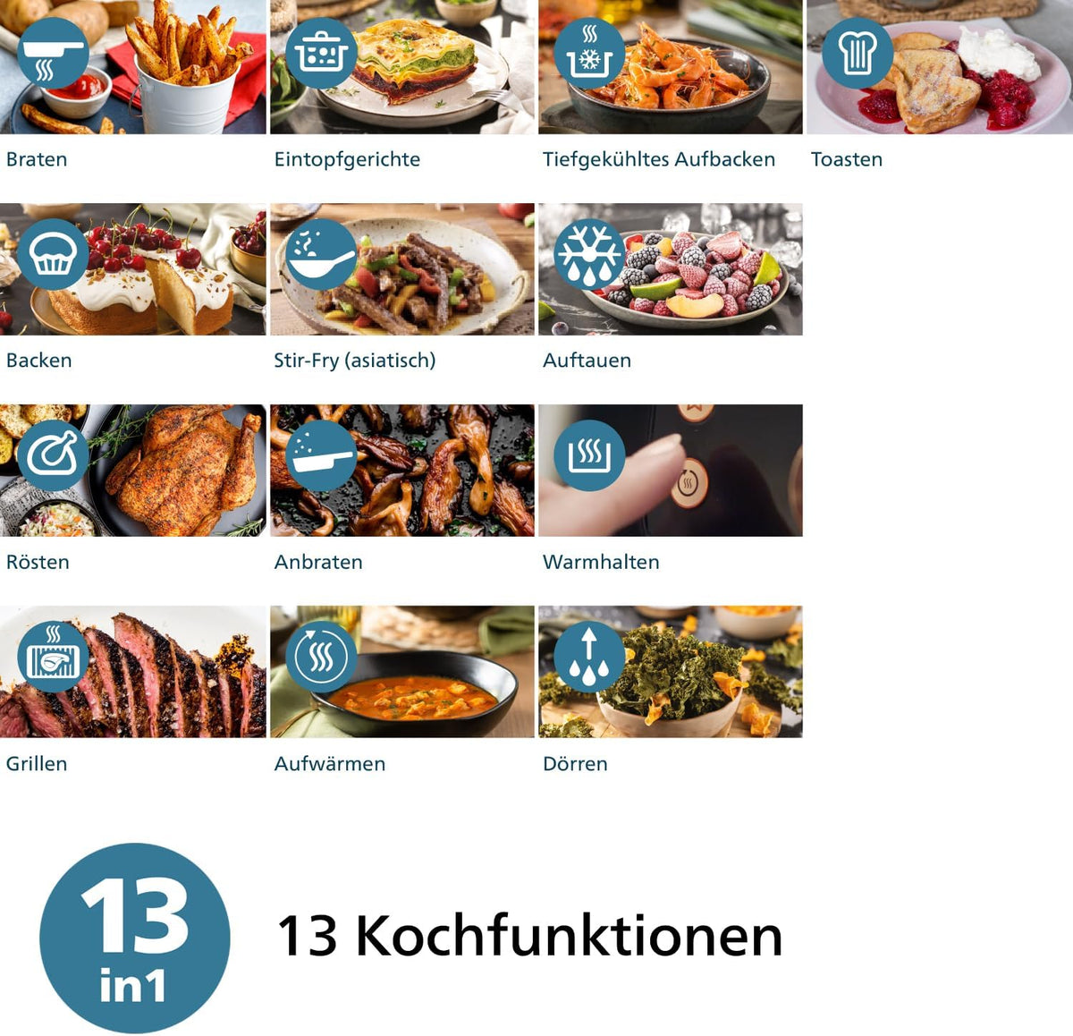 Philips NA229/00 Heißluftfritteuse 4,2L – 13-in-1, RapidAir, 9 Programme, Touchscreen, Schwarz