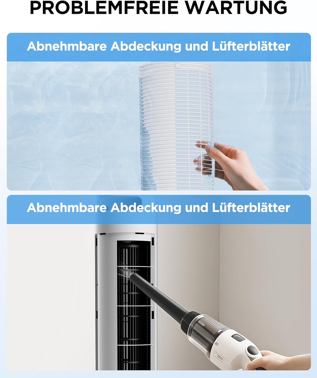 Midea FZ10-16AR Turmventilator 111cm – 6 Stufen, 3 Modi, 32dB, 60° Oszillation, 12h Timer, Weiß