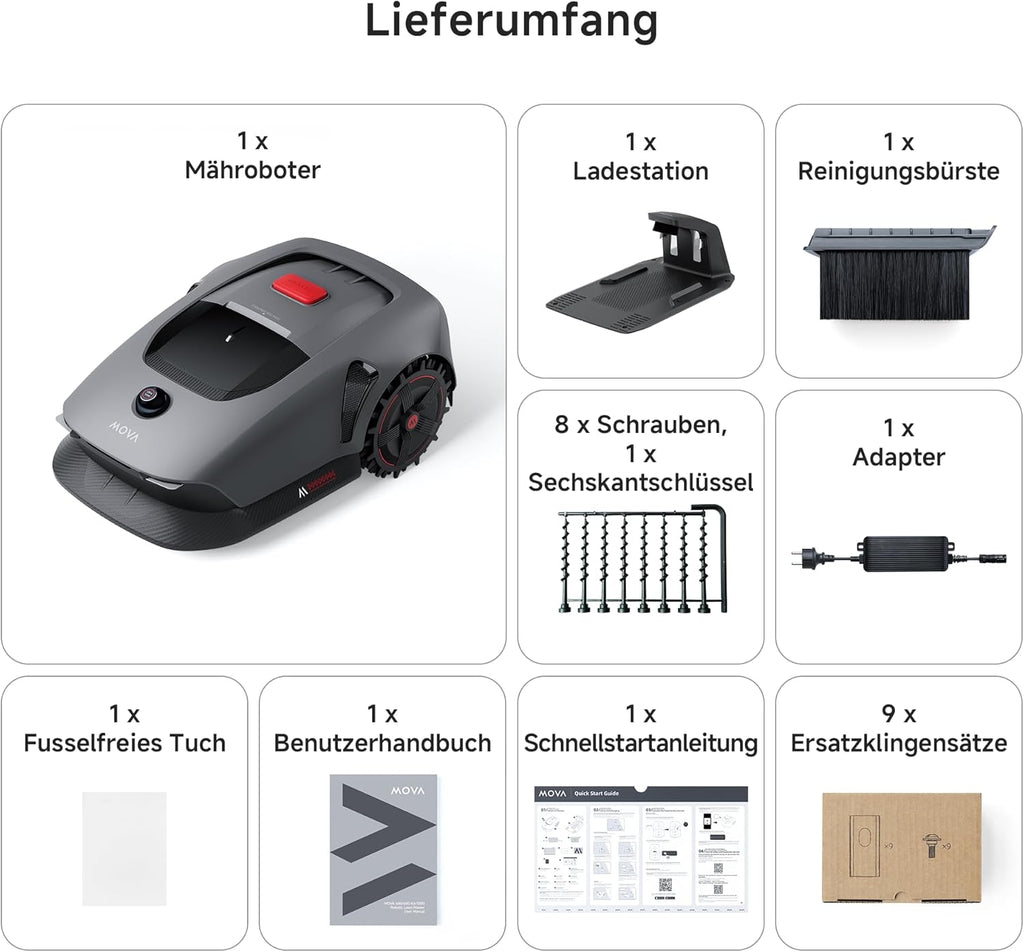 MOVA 1000 Mähroboter 1000 m², 3D-LiDAR & App-Steuerung