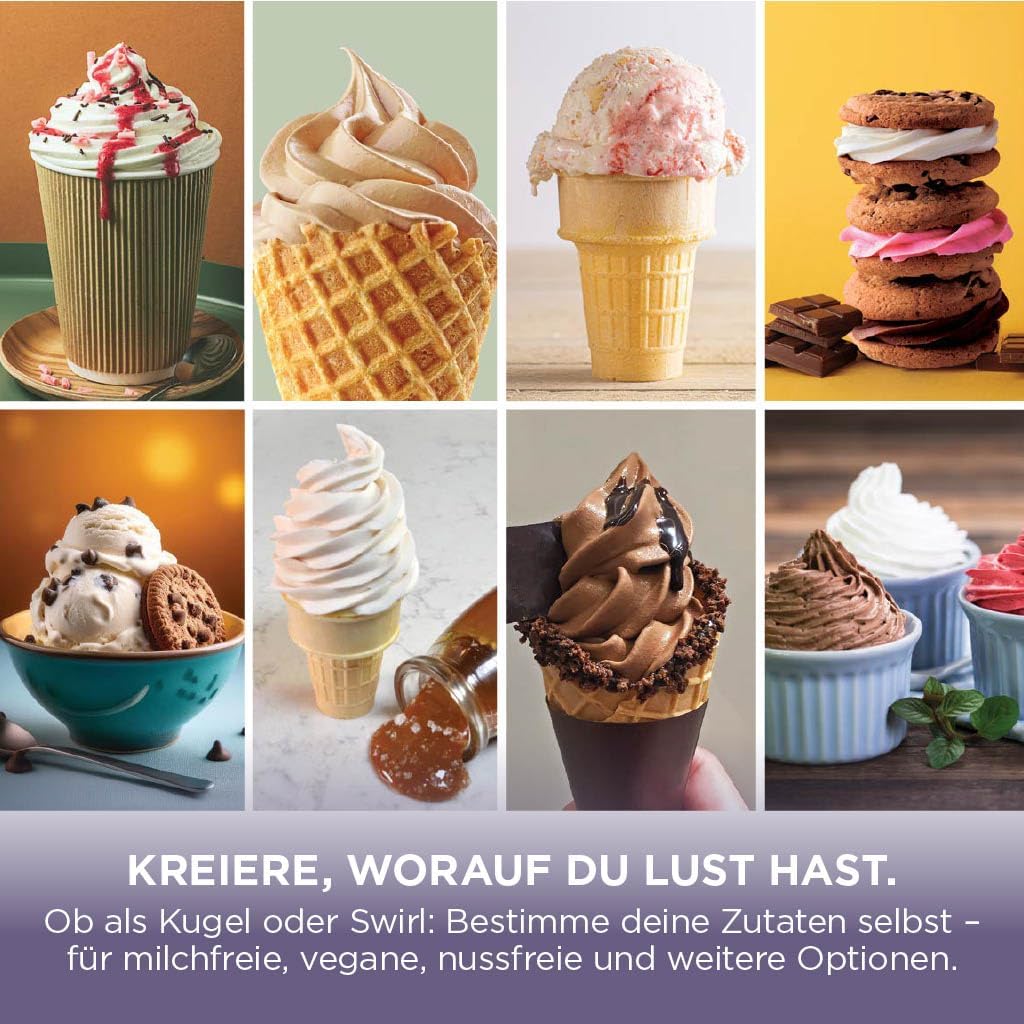 Ninja NC701EU CREAMi Scoop & Swirl Eismaschine 13-in-1 – 2x480ml, Softeis & Eis, Stone Gold