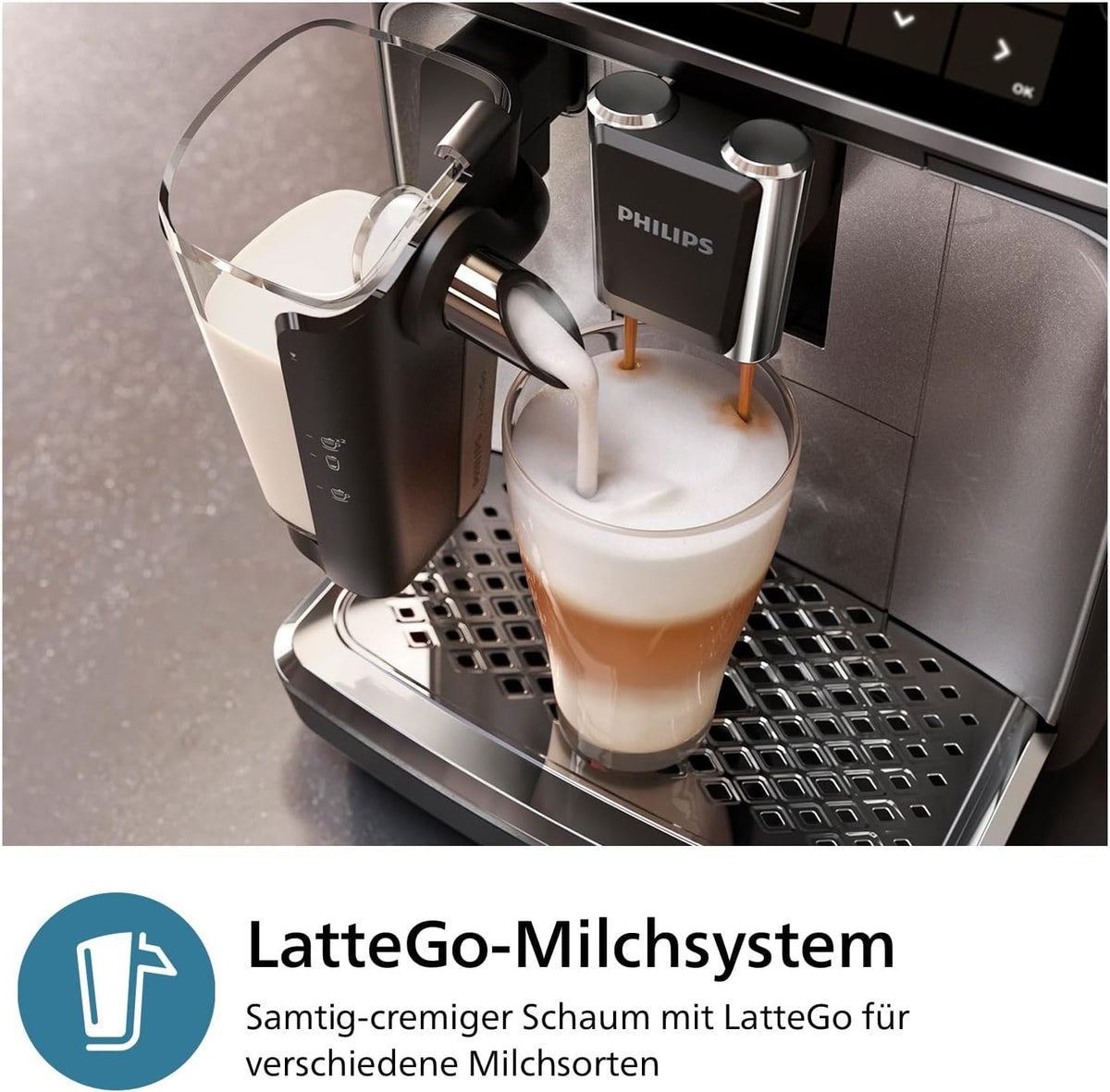Philips EP3347/90 3300 Series LatteGo Kaffeevollautomat 1,8L – SilentBrew, AquaClean, 12-stufig, Schwarz/Chrom