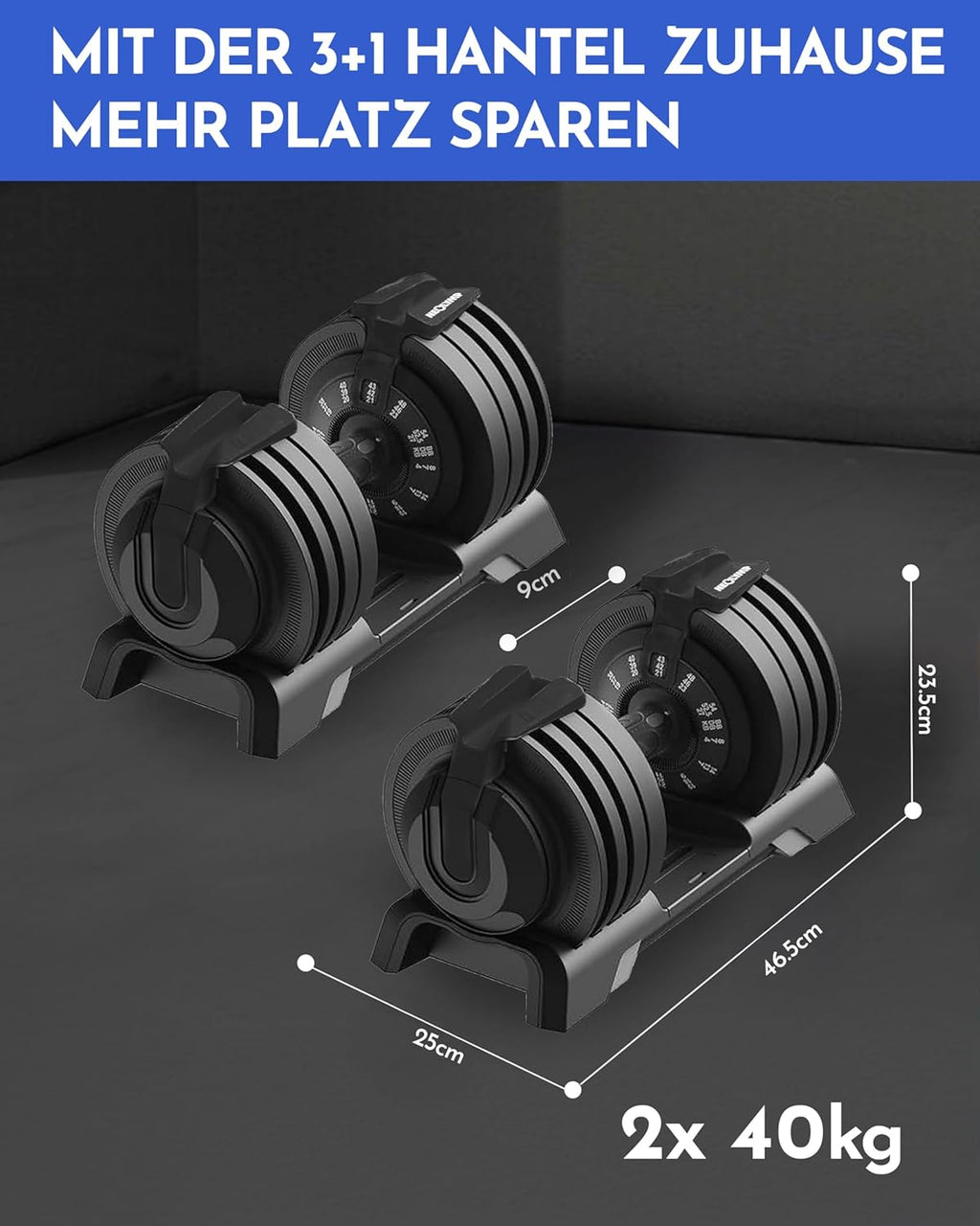 NEOLYMP Verstellbare Kurzhantel 2–40 kg mit Schnellverstellung, Einzelstück ✨