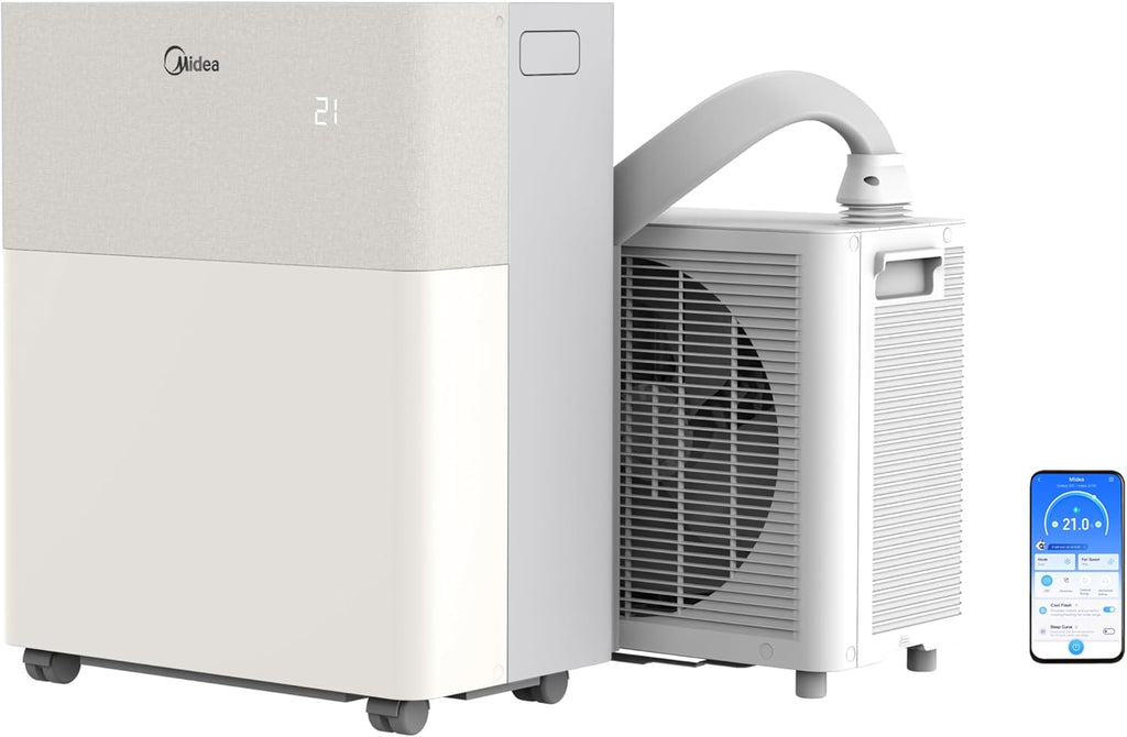 Midea PortaSplit-E Mobiles Klimagerät 12.000 BTU – Heizen & Kühlen, Inverter, App-Steuerung, Pfirsich