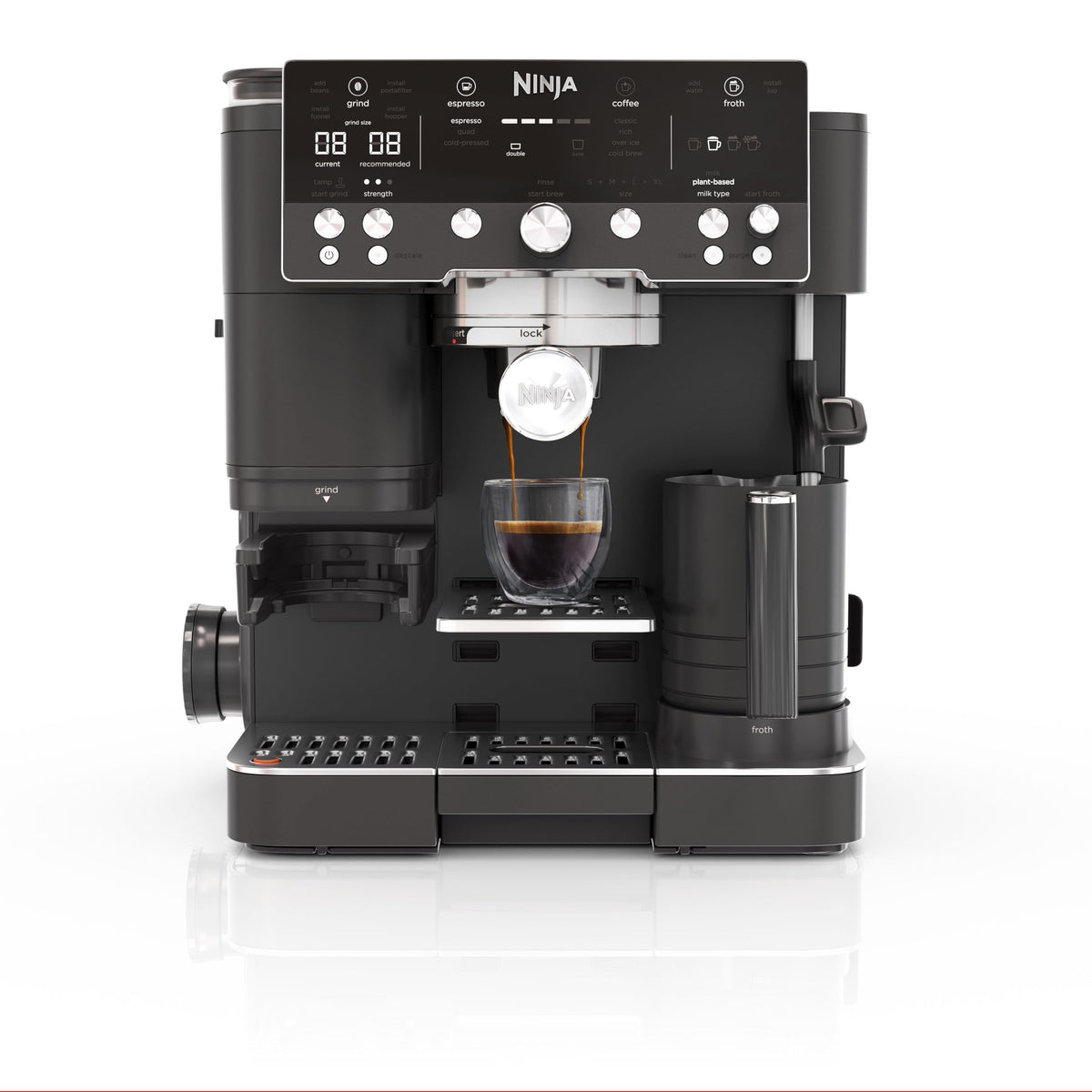 Ninja ES601EUGM Luxe Premier 3-in-1 Kaffeemaschine 2L – Barista-Assist, Mahlwerk, Mikroschaum, Grau Metall