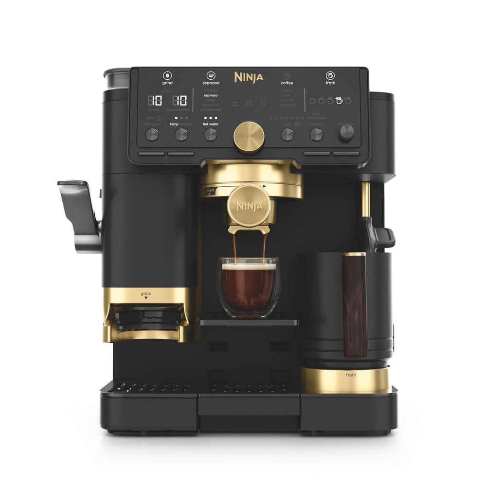 Ninja ES601EUGM Luxe Premier 3-in-1 Kaffeemaschine 2L – Barista-Assist, Mahlwerk, Mikroschaum, Grau Metall