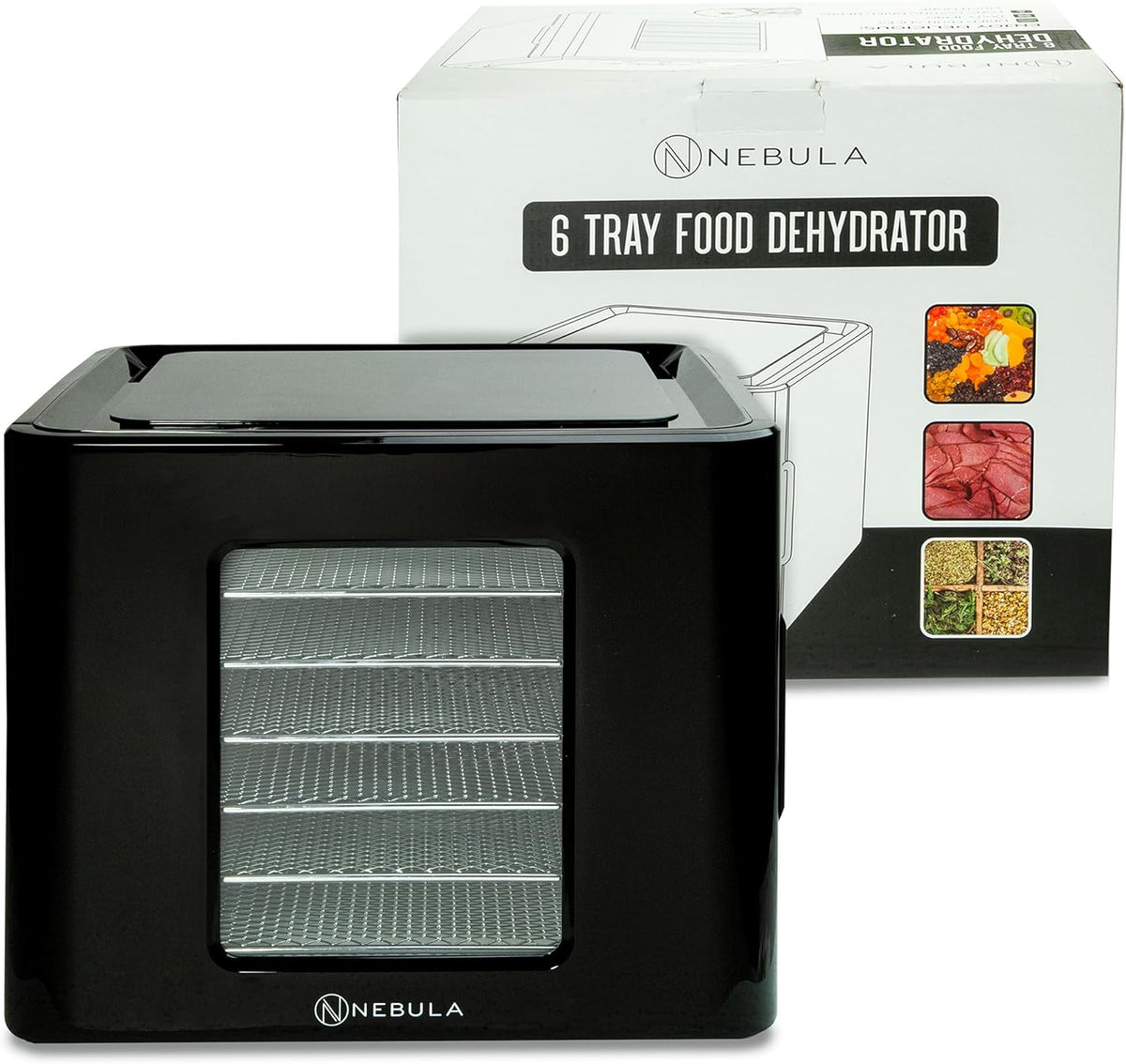 Nebula Lebensmittel Dörrgerät Mit 6 Edelstahlschalen | LED-Touch-Control-Design, Einstellbare Digitale Temperatur 35-70 °C & 48-Stunden-Timer | 400W | Dörrgerät Für Obst, Gemüse, Fleisch Und Mehro