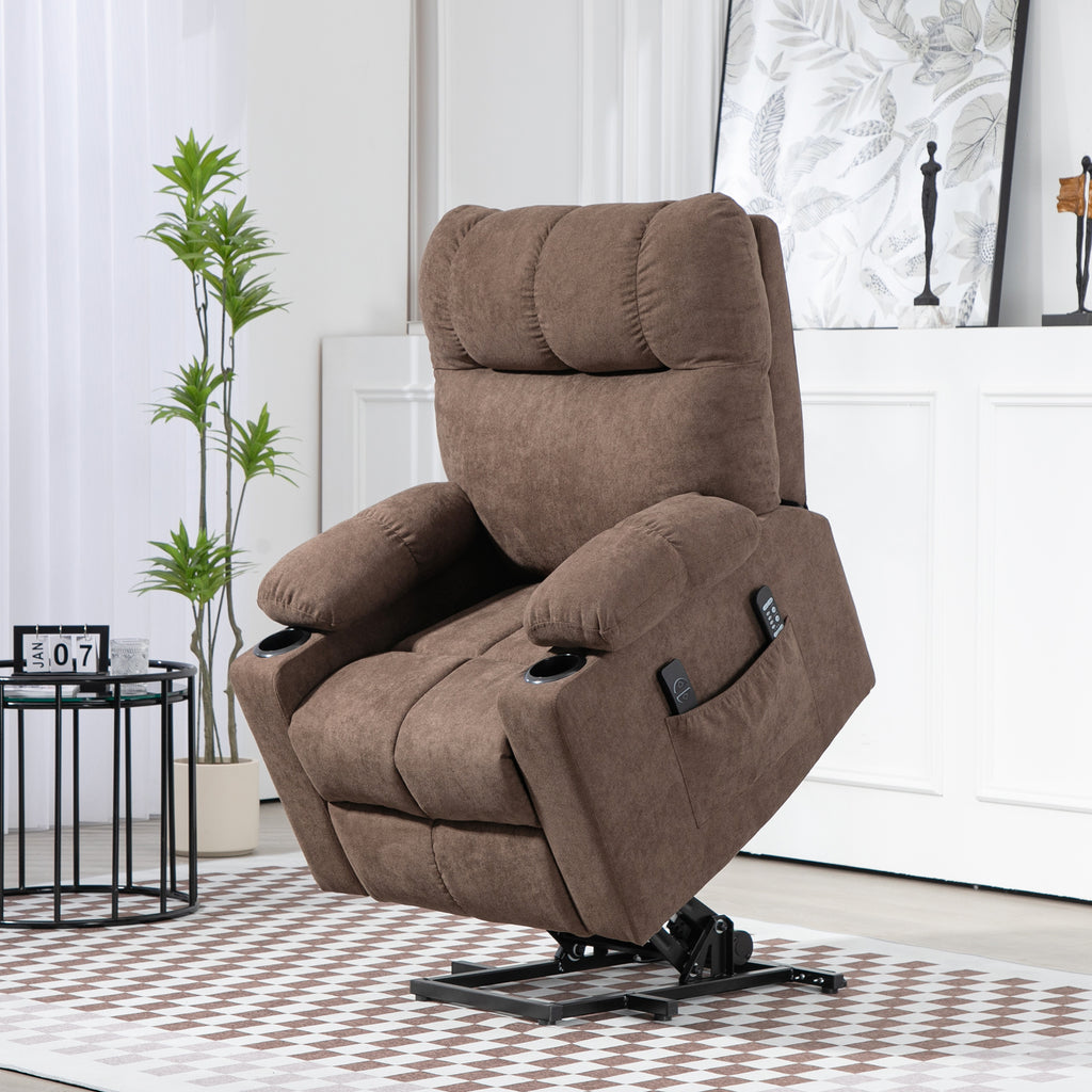 HOMCOM Relaxsessel mit Aufstehhilfe, elektrisch, 90x75x100cm, Braun