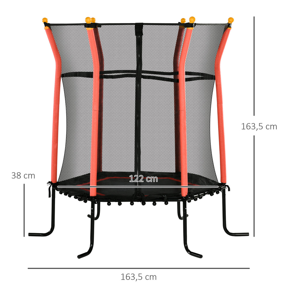 HOMCOM Kindertrampolin, Sicherheitsnetz, Gittertür, Metallrahmen, Ø163,5x163,5 cm, Rot