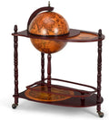 16th-Century Italian-Style Wine Bar Stand – 34-Inch Wood Globe Rack with Expanded Bottle Shelf