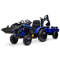 24V 3-in-1 Ride-On Tractor – Excavator & Bulldozer Functions, Remote Control, LED Lights, Bluetooth Audio (Blue)