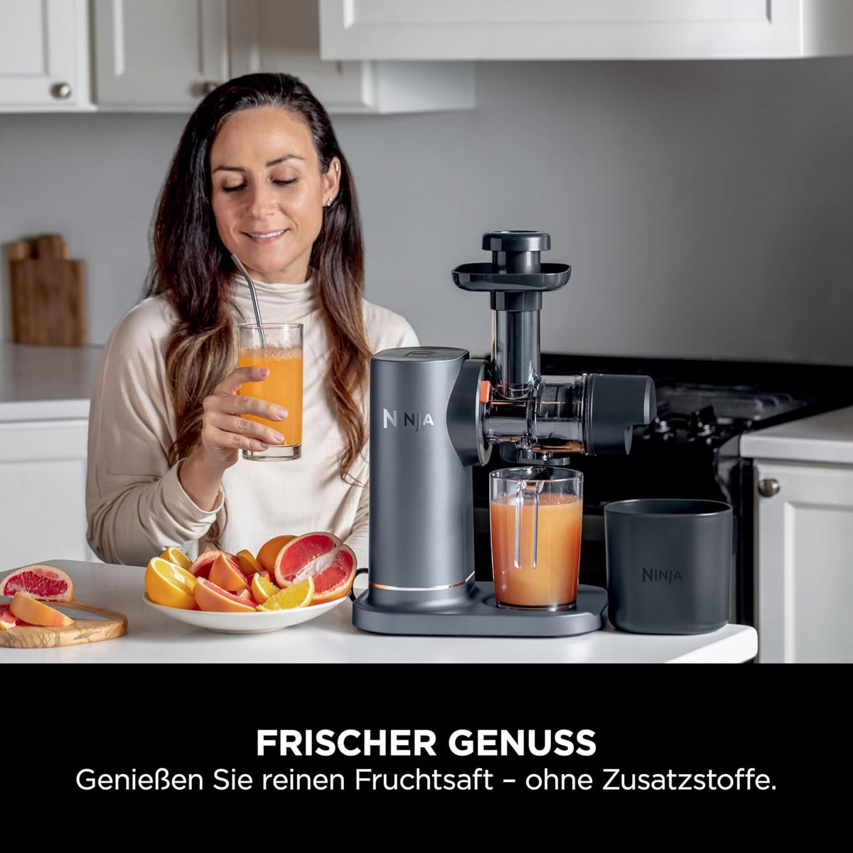 Ninja JC151EU Cold Press Entsafter 700 ml – 9-Segment Schnecke, 150 W, 2 Filter, Grau