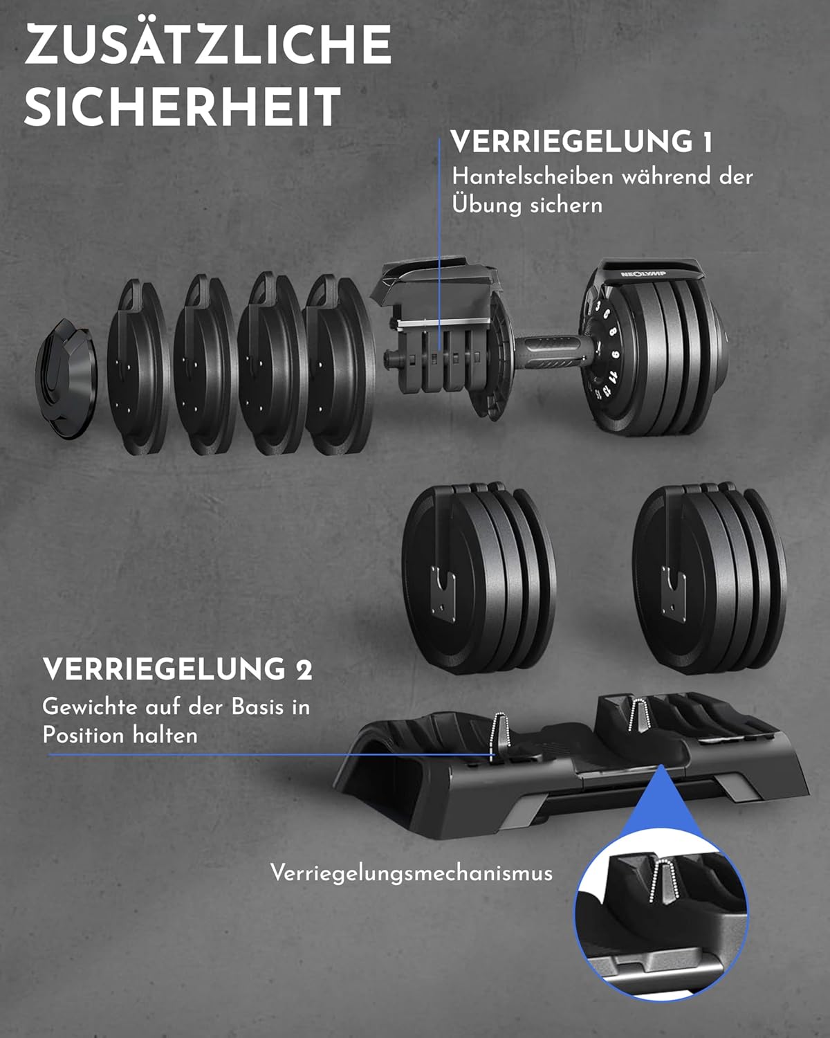 NEOLYMP Verstellbare Kurzhantel 2–40 kg mit Schnellverstellung, Einzelstück ✨