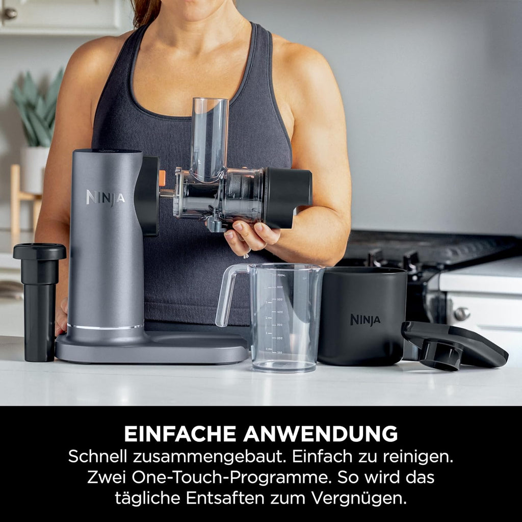 Ninja JC151EU Cold Press Entsafter 700 ml – 9-Segment Schnecke, 150 W, 2 Filter, Grau