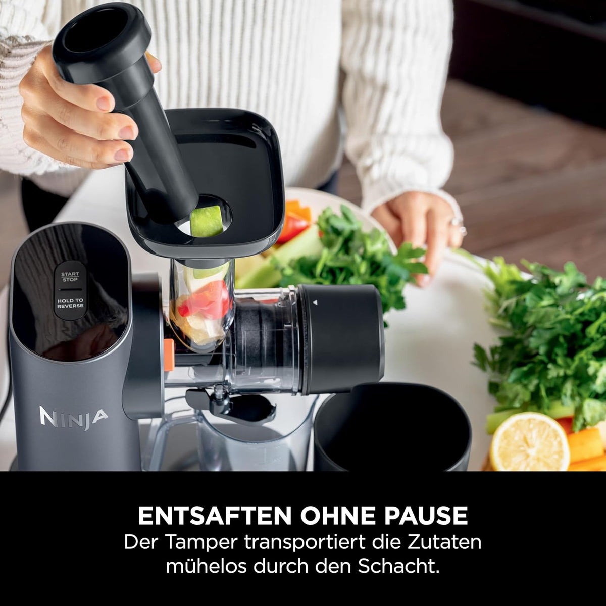 Ninja JC151EU Cold Press Entsafter 700 ml – 9-Segment Schnecke, 150 W, 2 Filter, Grau