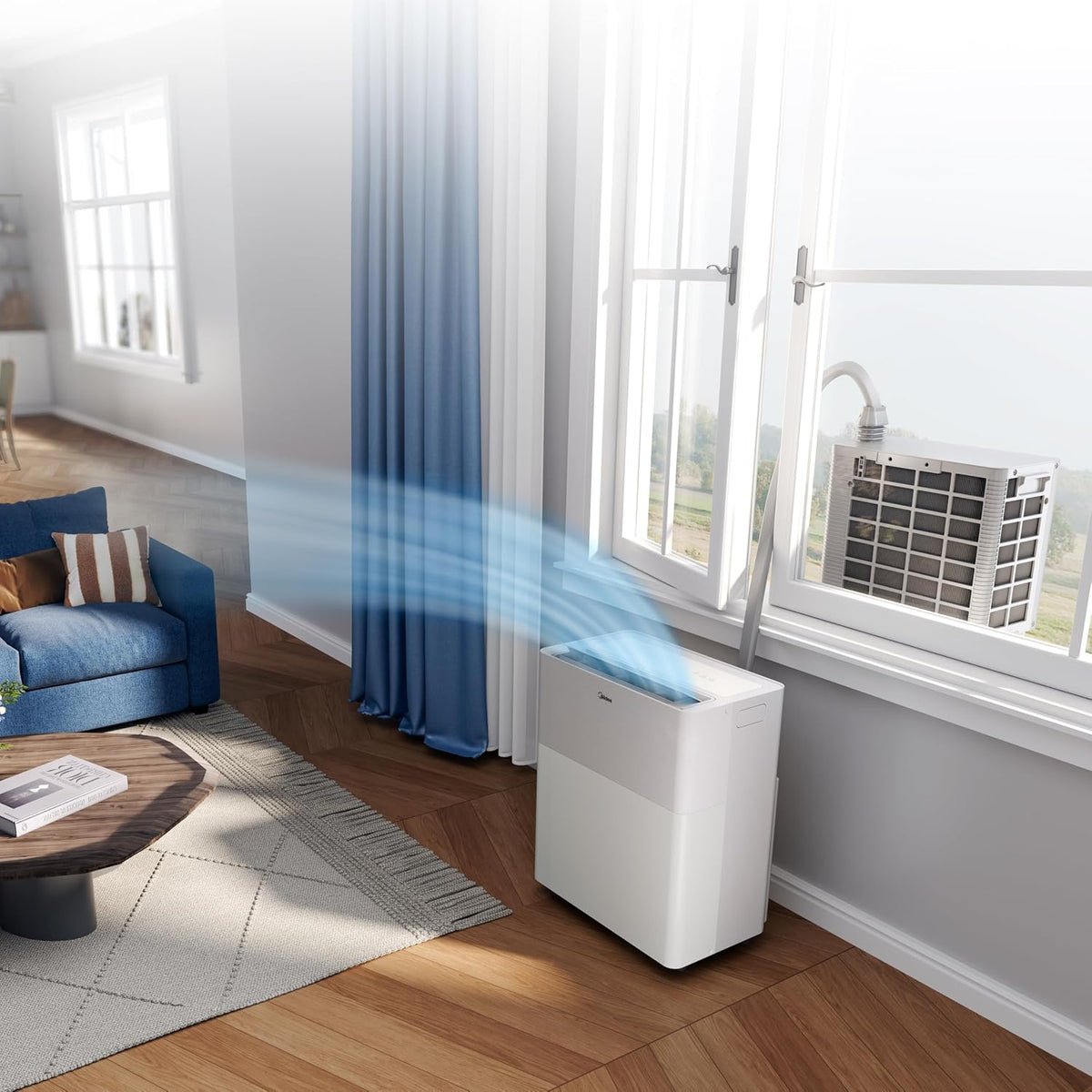Midea PortaSplit-E Mobiles Klimagerät 12.000 BTU – Heizen & Kühlen, Inverter, App-Steuerung, Pfirsich