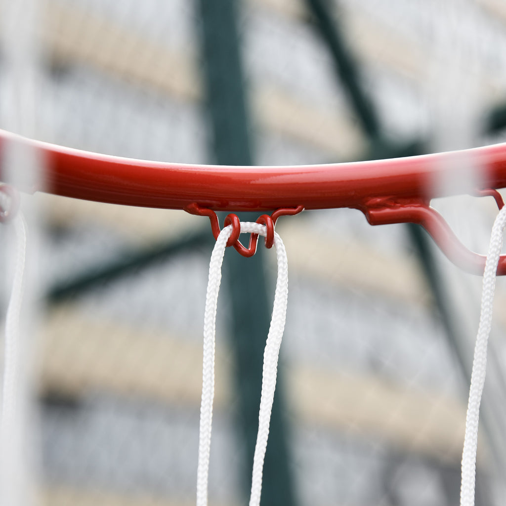HOMCOM Höhenverstellbarer Basketballkorb, stabiler Standfuß, wetterfest, tragbar mit Rädern, Rot/Schwarz