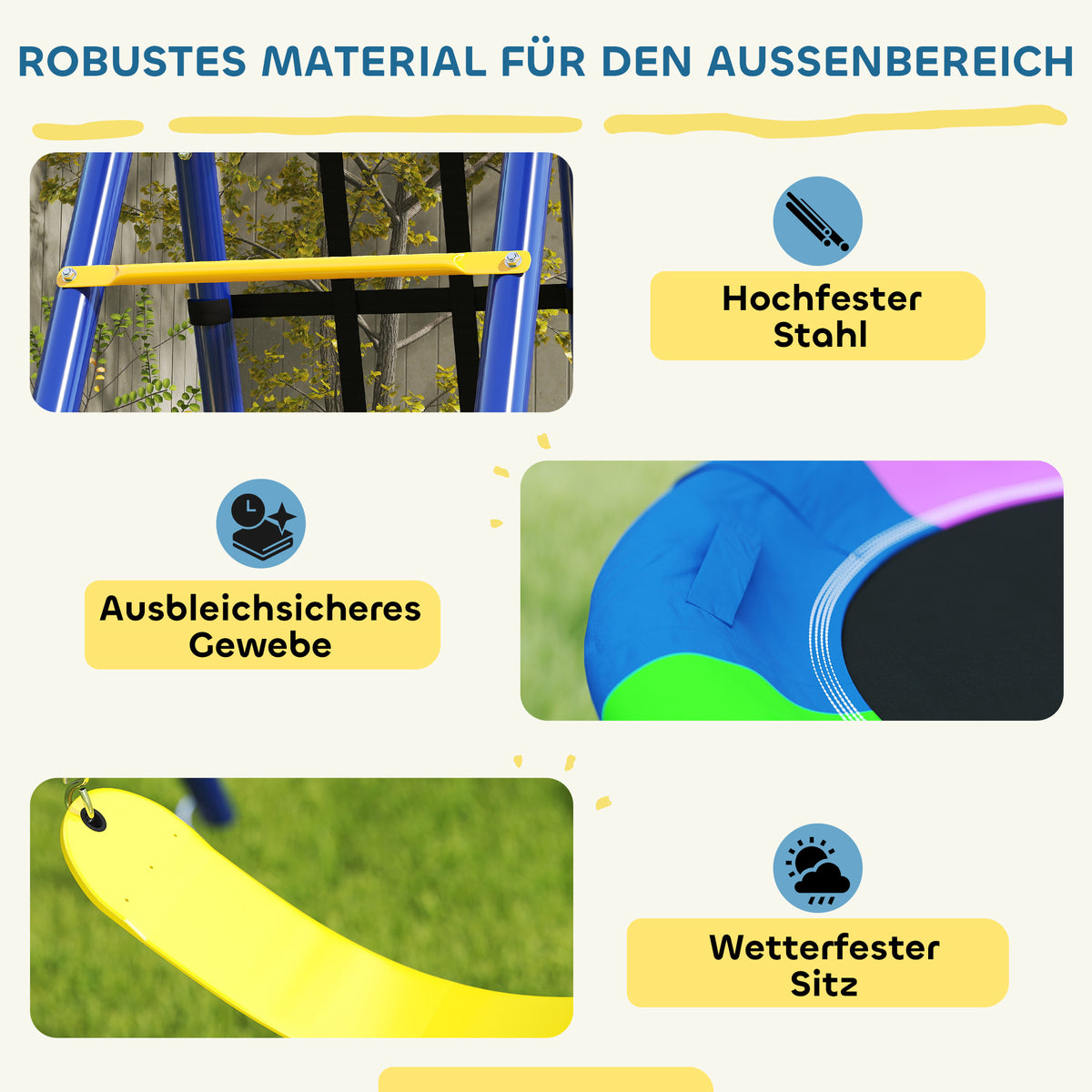 AIYAPLAY Kinderschaukel-Set, Stahl, 3-8 Jahre, 6-in-1-Design, Bunt