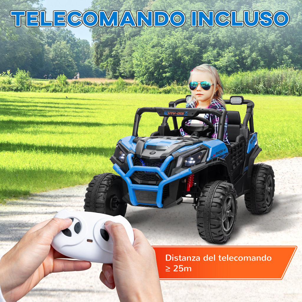 AIYAPLAY Elektroauto für Kinder 24V 2 Sitze mit Fernbedienung und 3 Geschwindigkeiten,Alter 3-8 Jahre, Blau