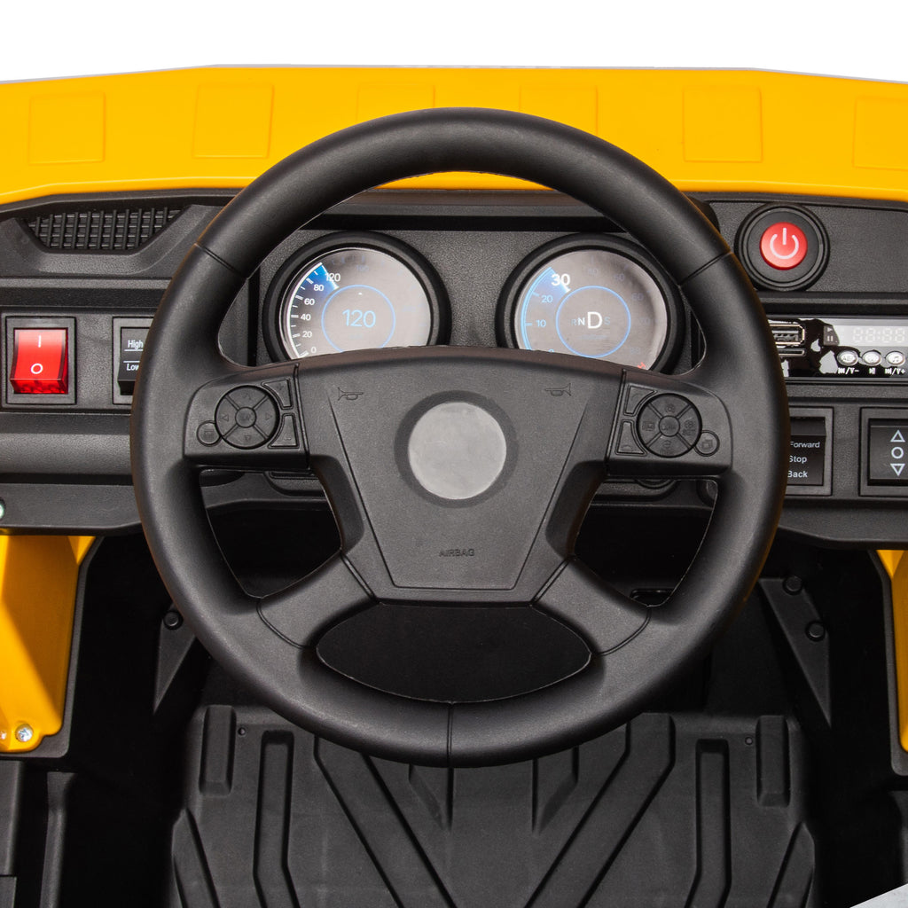 AIYAPLAY Elektro-Kipplaster, 3-6 km/h, Rutschauto, kippbare Ladefläche, Licht & Musik, für 3-5 Jahre