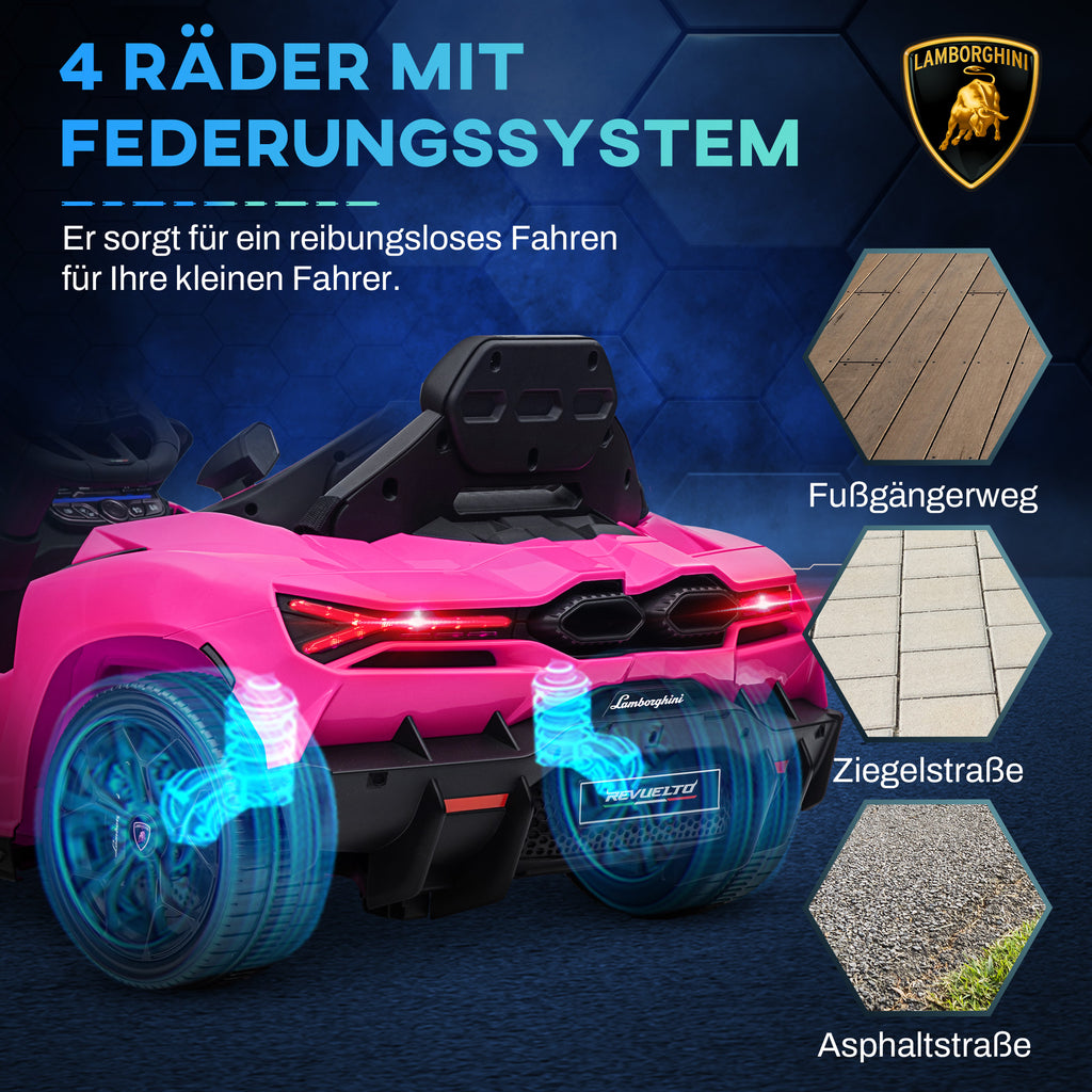 AIYAPLAY Elektroauto für Kinder von 3-5 Jahren, sanfter Antrieb, fernsteuerbar, mit Hupe, Kunststoff und Metall, Rosa