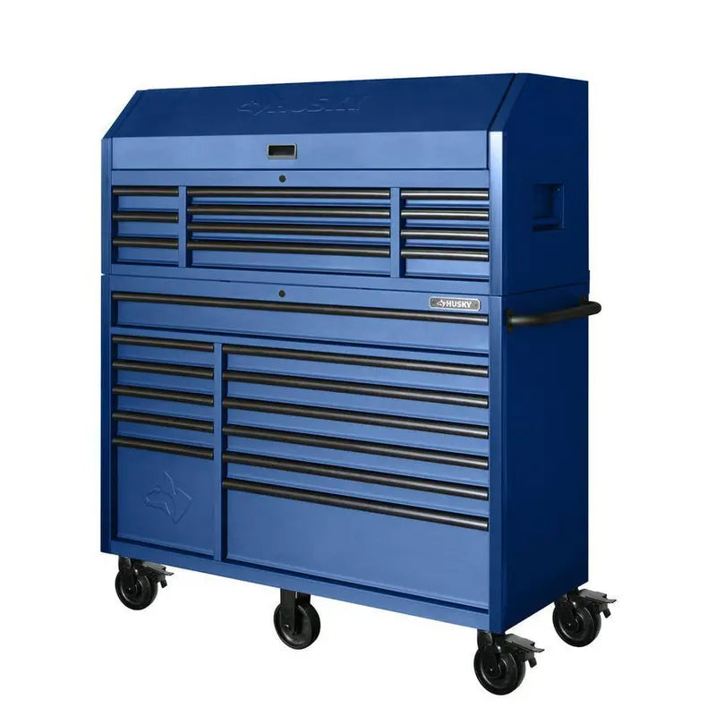 23-Drawer Heavy-Duty Rolling Tool Chest & Cabinet Set – 56-Inch Wide Matte Blue Professional Storage System