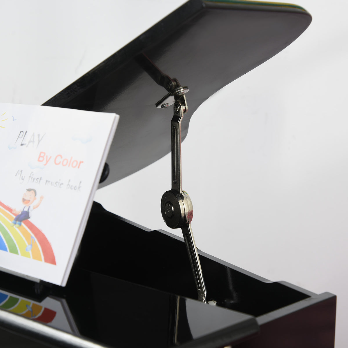 HOMCOM Miniatur-Flügelpiano aus Holz für Kinder mit 30 Tasten - inkl. Hocker und Notenpult - MDF Schwarz