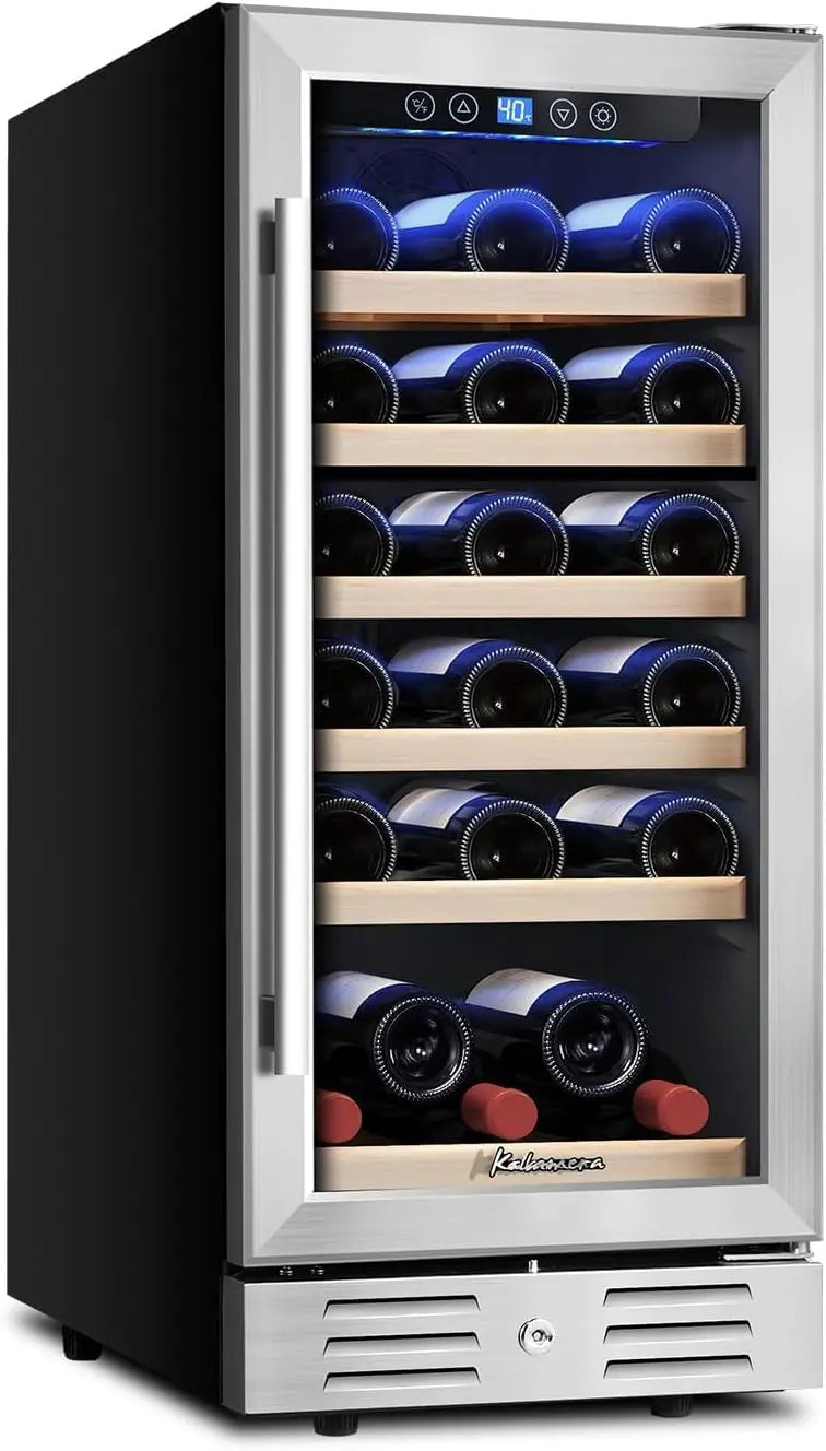 24-Inch Dual-Zone Wine Cooler – 46-Bottle Capacity, Built-In or Freestanding Stainless Steel Fridge