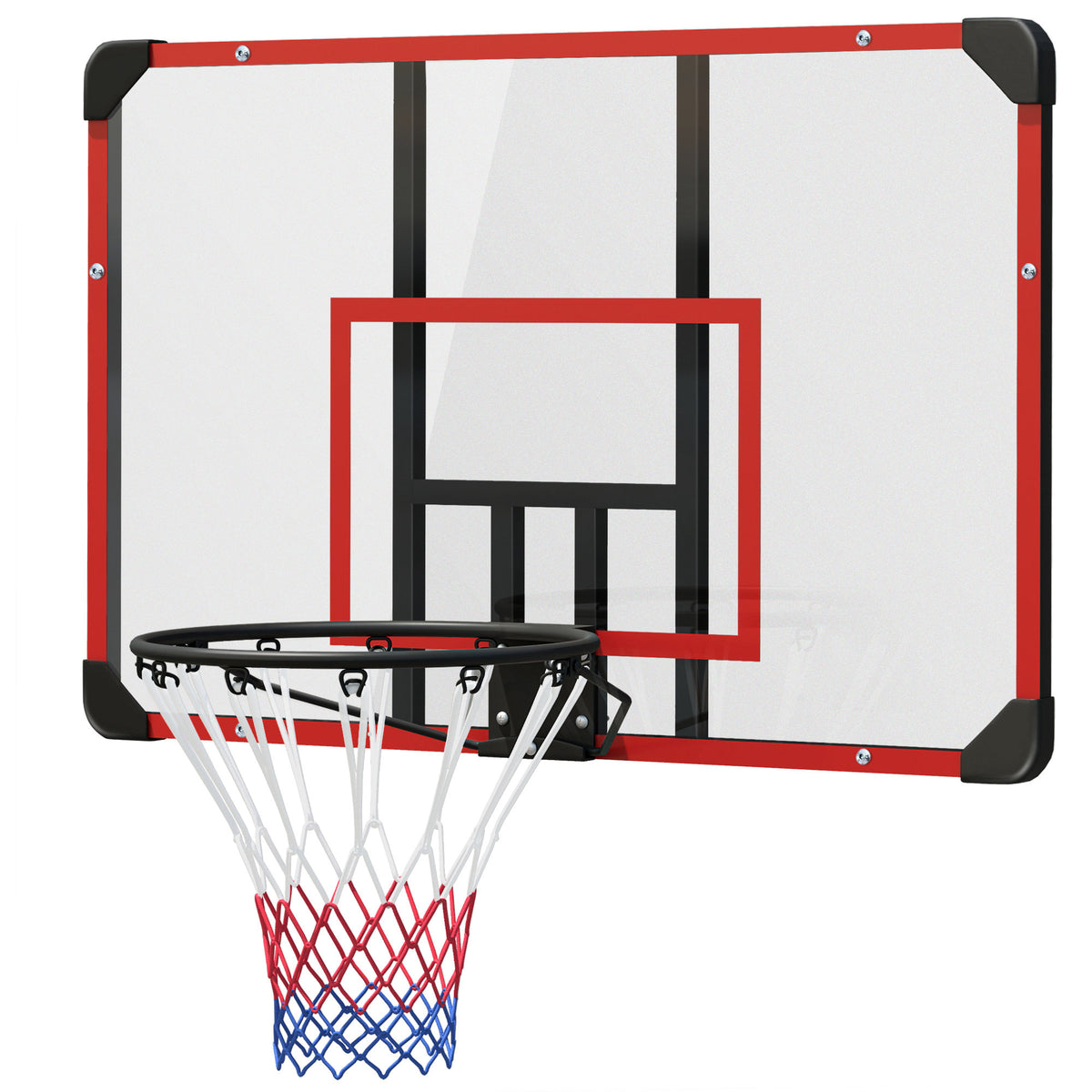 SPORTNOW Basketballkorb für Wandmontage, Innen/Außen, robuste PC-Rückwand, Nylonnetz, Stahlring, 113x61x73 cm