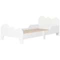 AIYAPLAY Kinderbett Bodenbett 70x140 cm mit Sicherheitsbarriere, Lattenrost inklusive und Wolken-Dekorationen, Weiß