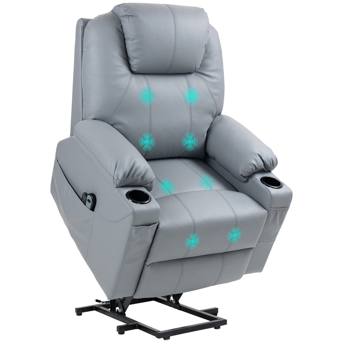 HOMCOM Massagesessel Aufstehhilfe Seniorensessel, 8 Massagemodi, neigbare Rückenlehne, 88c m x 99 cm x 106 cm,Grau