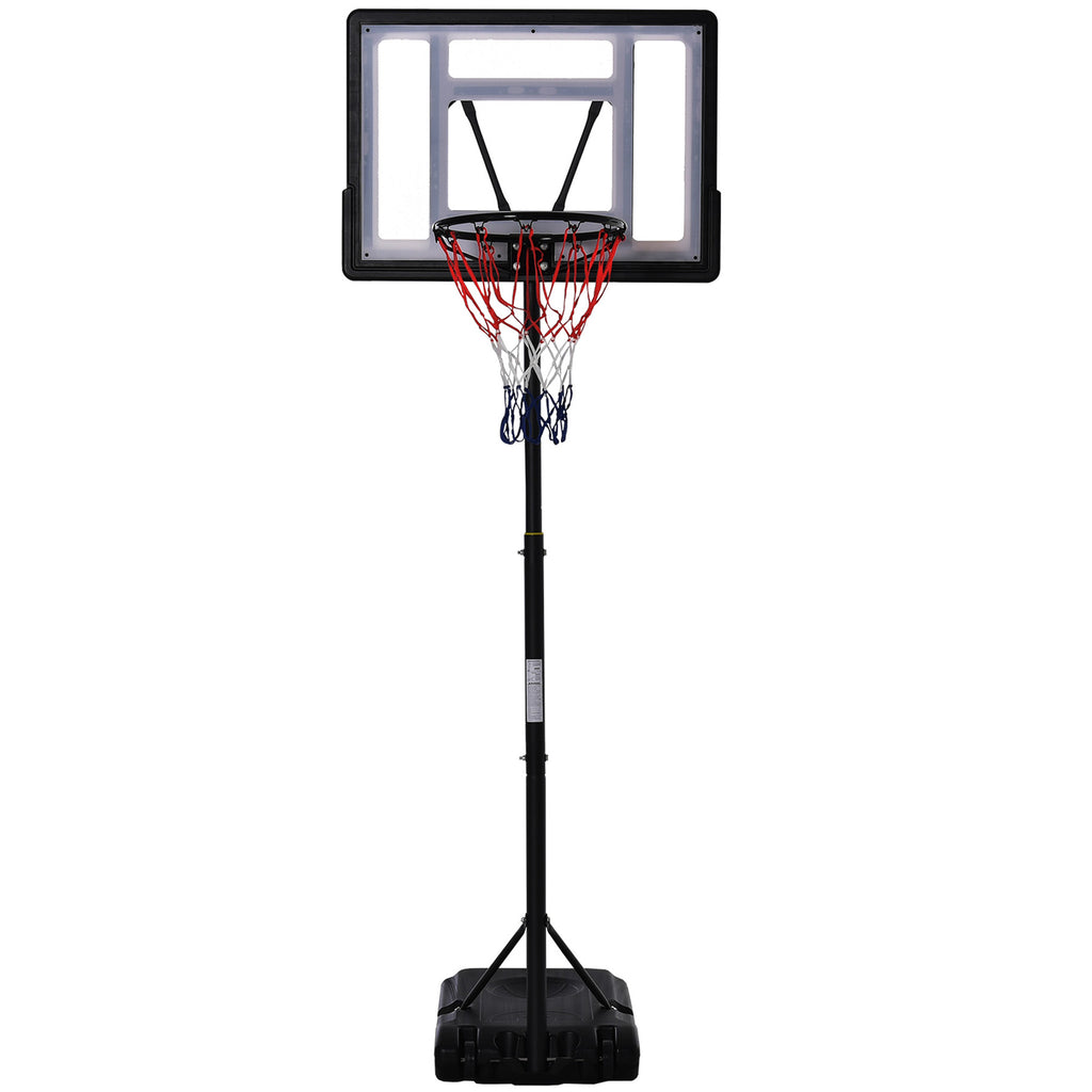 HOMCOM Standbasketballkorb höhenverstellbar von 203cm bis 258 cm mit Rollen robustes Rückenbrett Leistungsbasis Schwarz