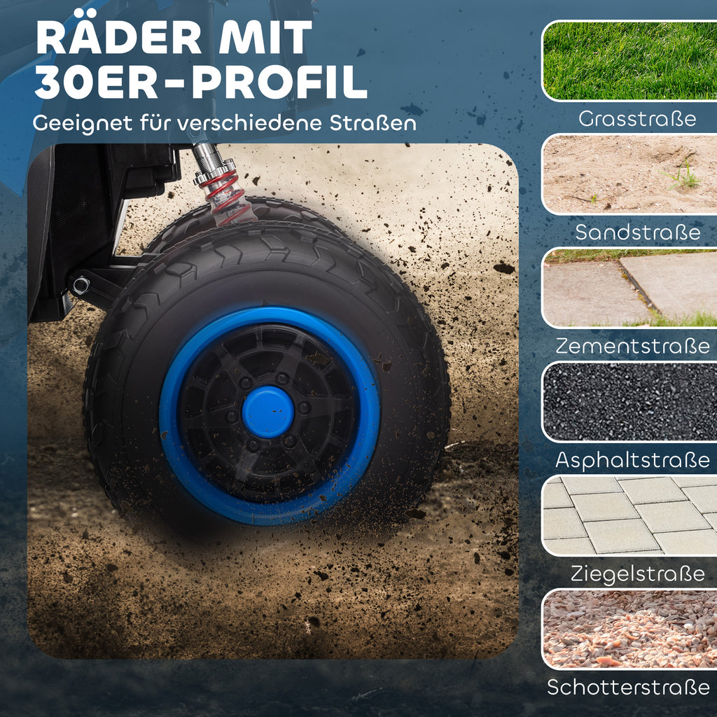 AIYAPLAY Elektroquad für Kinder, 3-6 km/h, LED-Scheinwerfer, Musik, USB, für 3-8 Jahre, Blau