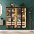 Badezimmerschrank 74x36x155 cm MDF mit LED-Beleuchtung, 2 Schubladen, 2 Türen, Milchglas, Schwarz