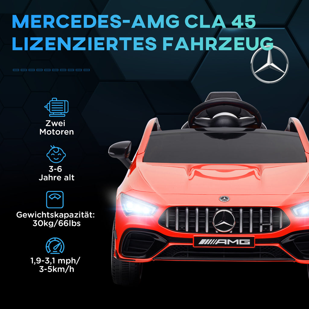 AIYAPLAY Kinder-Elektroauto, fernsteuerbar, mit Transportrollen, LED-Lichter, Hupe, für Kinder von 3-6 Jahren, Rot