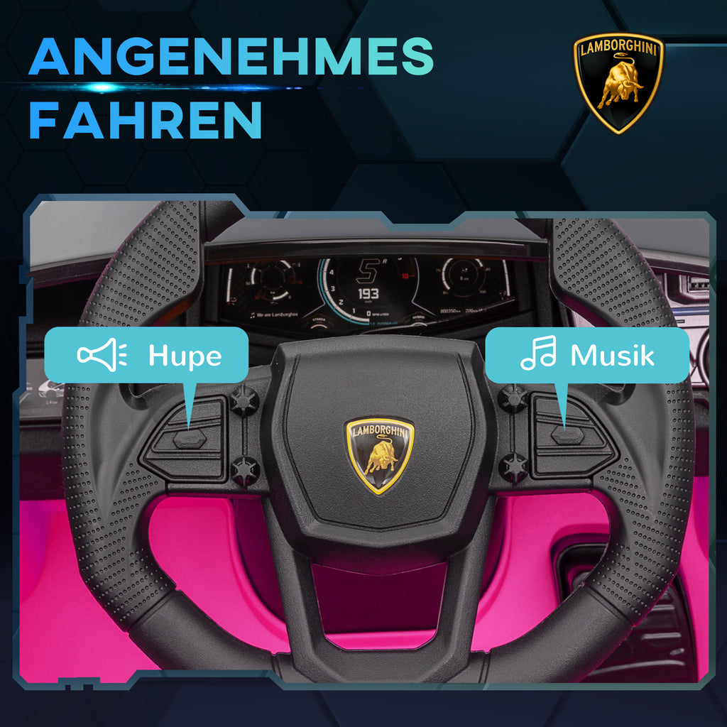 AIYAPLAY Elektroauto für Kinder von 3-5 Jahren, sanfter Antrieb, fernsteuerbar, mit Hupe, Kunststoff und Metall, Rosa