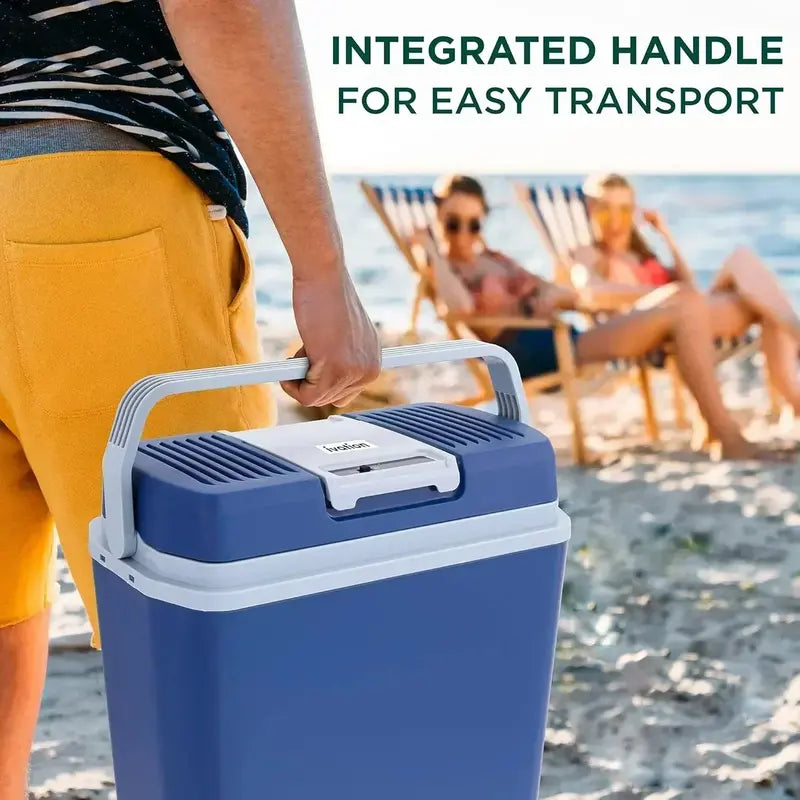 24L Portable Thermoelectric Cooler & Warmer for Cars and Trucks – Compact 12V Electric Fridge with Carry Handle