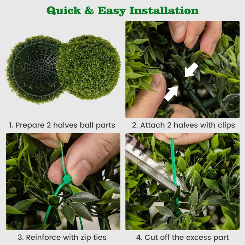 2-Pack 20-Inch Artificial Boxwood Topiary Balls – UV-Resistant Round Faux Plants for Outdoor Use