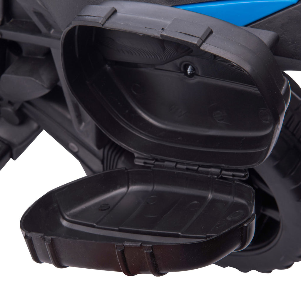 HOMCOM Elektro-Kinderfahrzeug 6 V 3 Km/h Licht- und Soundeffekte abnehmbare Räder Fußstützen Seitentaschen Metall PP Blau Schwarz