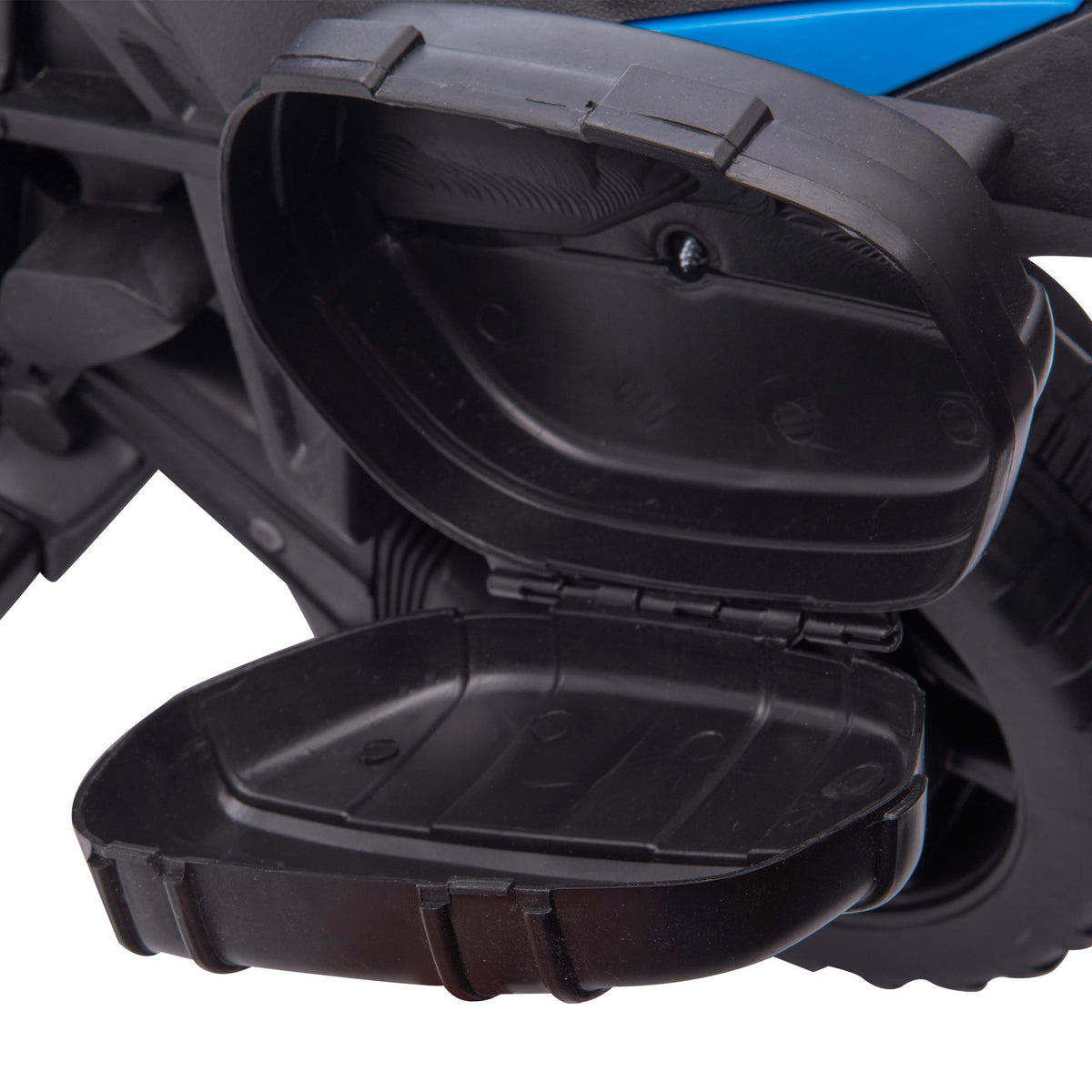 HOMCOM Elektro-Kinderfahrzeug 6 V 3 Km/h Licht- und Soundeffekte abnehmbare Räder Fußstützen Seitentaschen Metall PP Blau Schwarz
