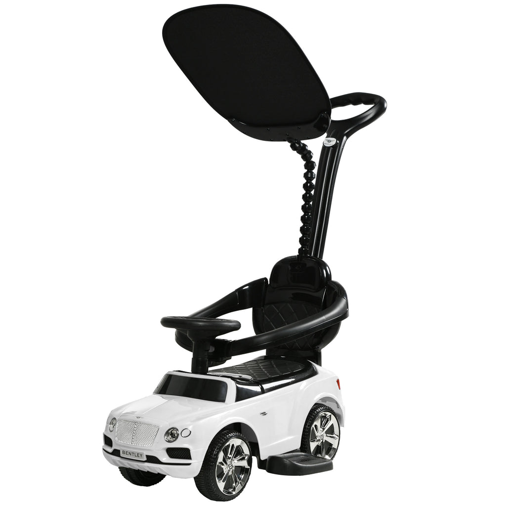 AIYAPLAY 3-in-1 Rutschauto, abnehmbare Schiebestange, Hupe, Musik, Stauraum, für 1-3 Jahre, Weiß
