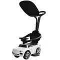 AIYAPLAY 3-in-1 Rutschauto, abnehmbare Schiebestange, Hupe, Musik, Stauraum, für 1-3 Jahre, Weiß
