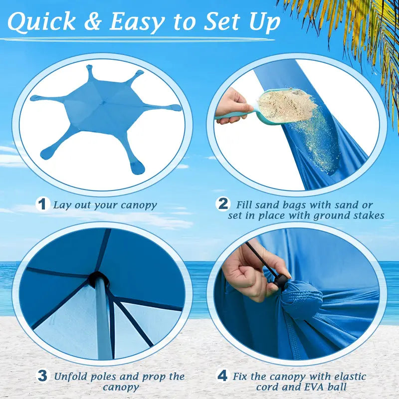 20×20 FT Beach Canopy – UPF50+ Sun Shade Tent with Aluminum Frame & Accessories