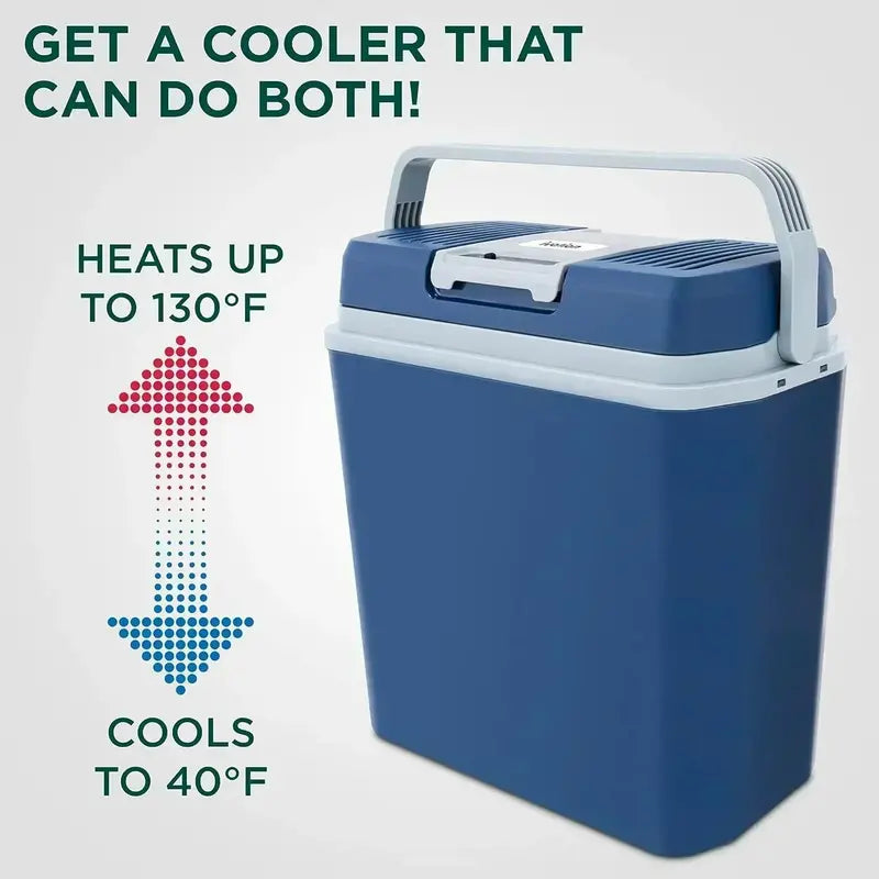 24L Portable Thermoelectric Cooler & Warmer for Cars and Trucks – Compact 12V Electric Fridge with Carry Handle