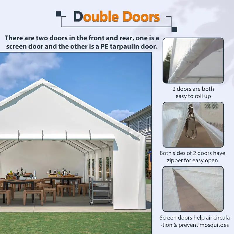 20′ x 40′ Commercial-Grade Party Tent – Waterproof Event Shelter with Zippered Door, Removable Sidewalls & Storage Bags