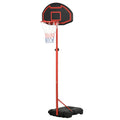 HOMCOM Höhenverstellbarer Basketballkorb, stabiler Standfuß, wetterfest, tragbar mit Rädern, Rot/Schwarz
