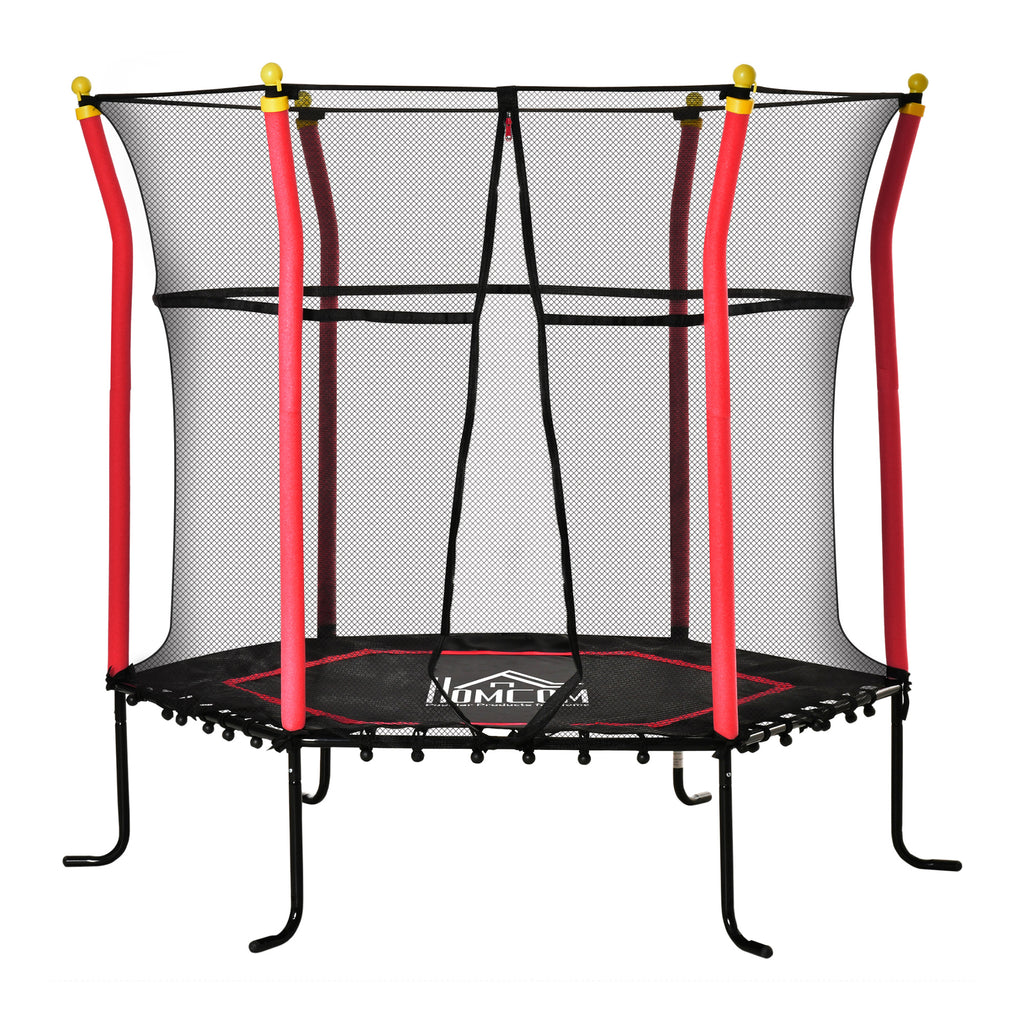 HOMCOM Kindertrampolin, Sicherheitsnetz, Gittertür, Metallrahmen, Ø163,5x163,5 cm, Rot