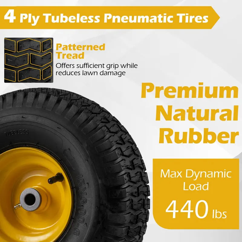 2-Pack 15 x 6.00-6 Tubeless Tires & Wheels – Off-Road Ready, Pre-Mounted