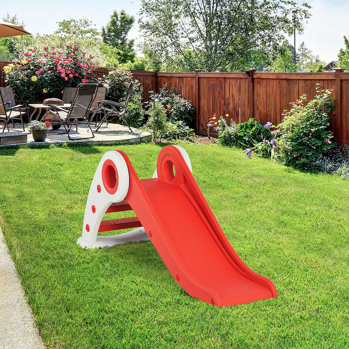 HOMCOM Kinderrutsche Faltbar 3 bis 6 Jahre Innen & Außen BxTxH 120 x 50 x 56 cm HDPE Rot